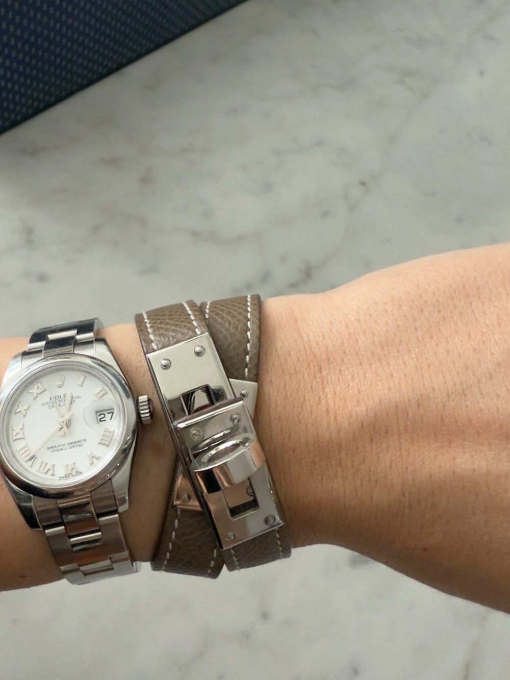 Hermes Double-Wrap Leather Bracelet